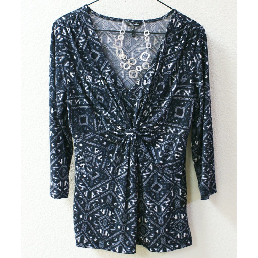 Daisy Fuentes Top 3/4 sleeve - Black/blue/grey